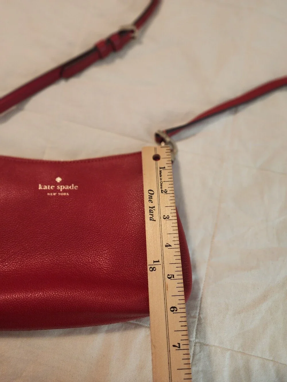 Kate Spade Red Textured Leather Crossbody Bag Gold Hardware Exc Condition